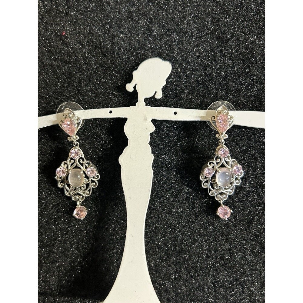 Vintage Karis STS Boho Style Filigree Dangle Pierced Earrings 925 Post J296